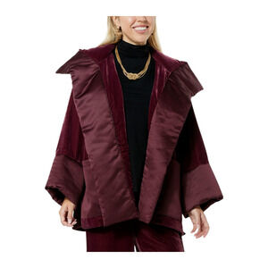 WynneCollection Velvet Topper w Quilted Taffeta Burgundy - Regular